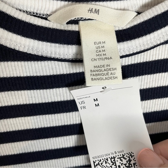 NWT H&M Ribbed Striped Maxi Dress Size M Minimalist Modern - Picture 3 of 13